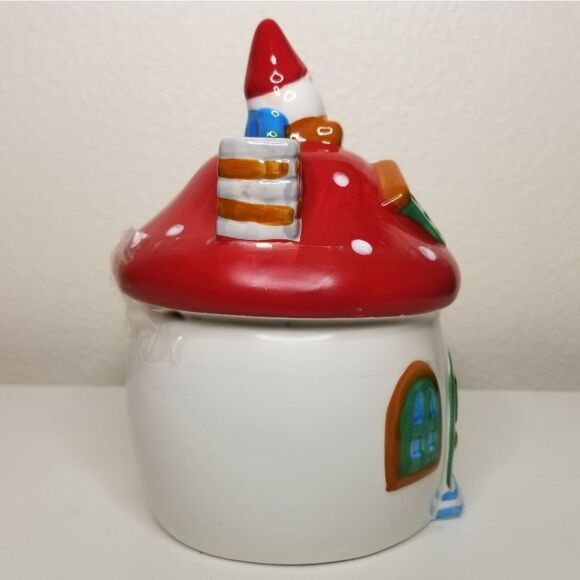 Gnome House Red Candy Jar Hand Painted Christmas Decor Trea… - Picture 2 of 8